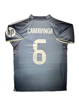 Maillot Exterieur Real Madrid CF 2023-24 signe par Eduardo Camavinga et Certifie par Beckett