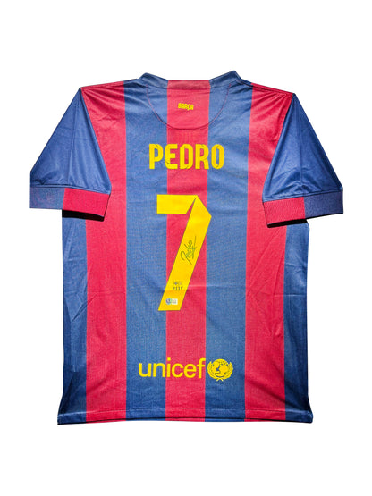 Maillot Domicile signe par Pedro FC Barcelone 2008-09 Certifie par Beckett