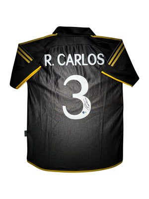 Maillot Exterieur Real Madrid CF 1998-99 signe par Roberto Carlos et Certifie par Beckett