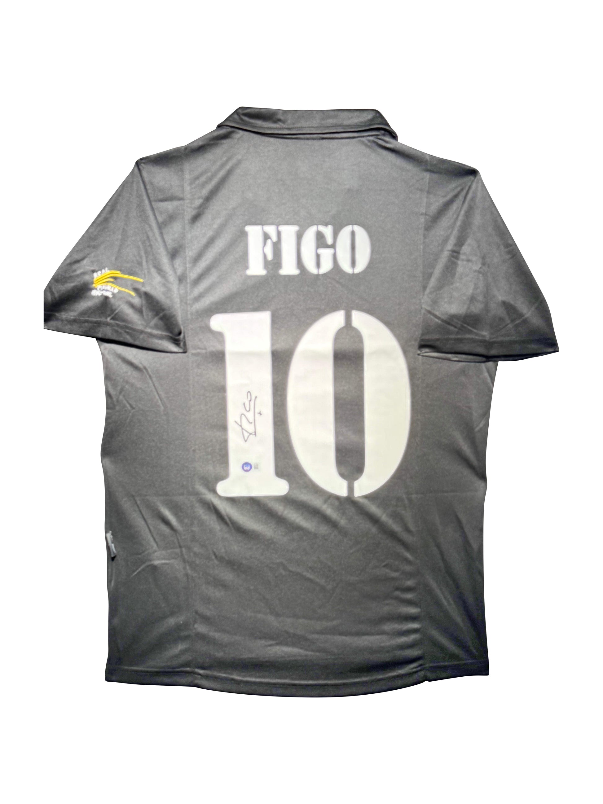 Maillot Exterieur Real Madrid CF 2000-01  signe par Luis Figo Certifie par Beckett authentic-signatures