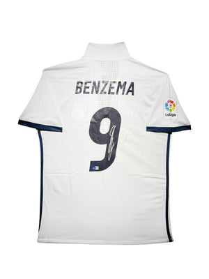 Maillot Domicile Real Madrid CF 2015-16  signe par Karim Benzema et Certifie par Beckett