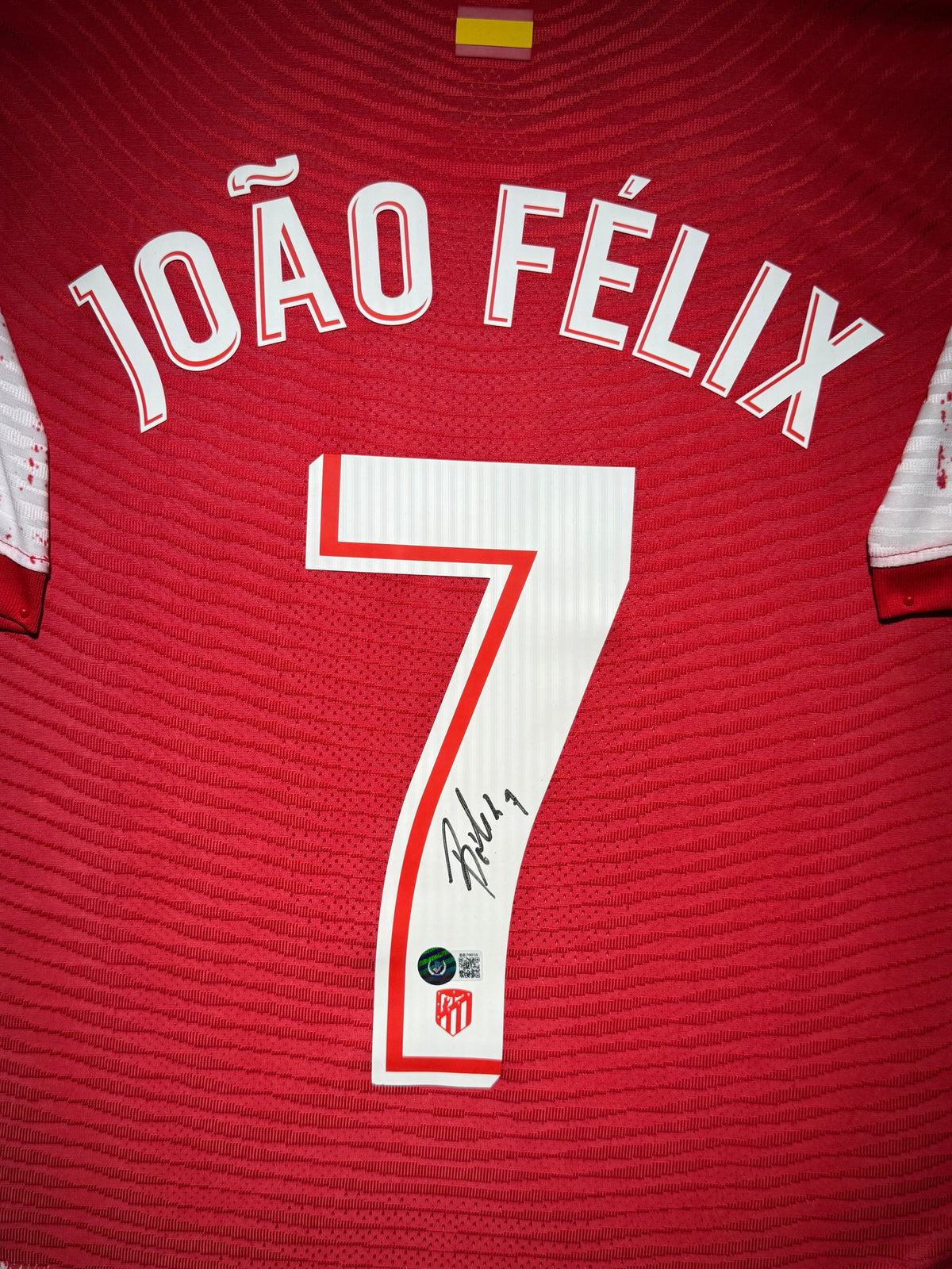 Joao Felix Signed Home 2023-24 Atletico Madrid Jersey, Certified by Beckett authentic-signatures Football Authentic Signat...