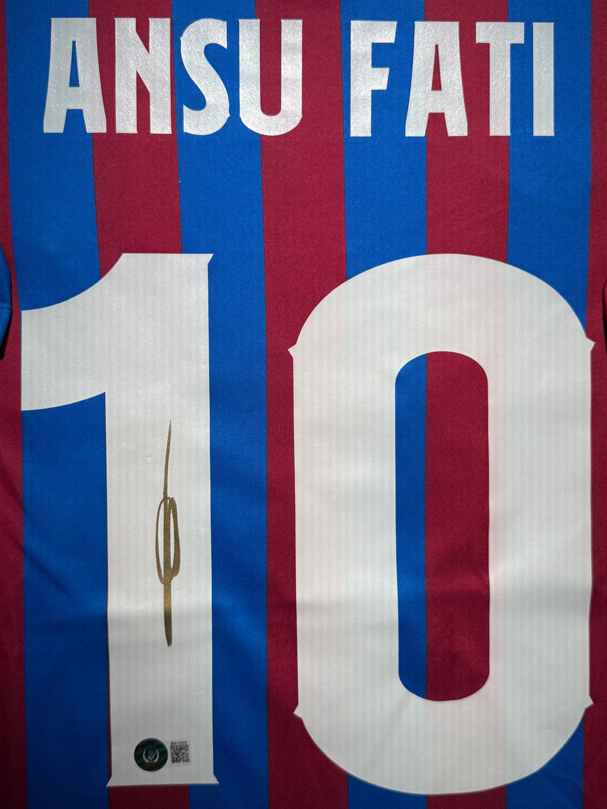 Ansu Fati Signed Home 2021-22 FC Barcelona Jersey, Certified by Beckett authentic-signatures Football Authentic Signatures