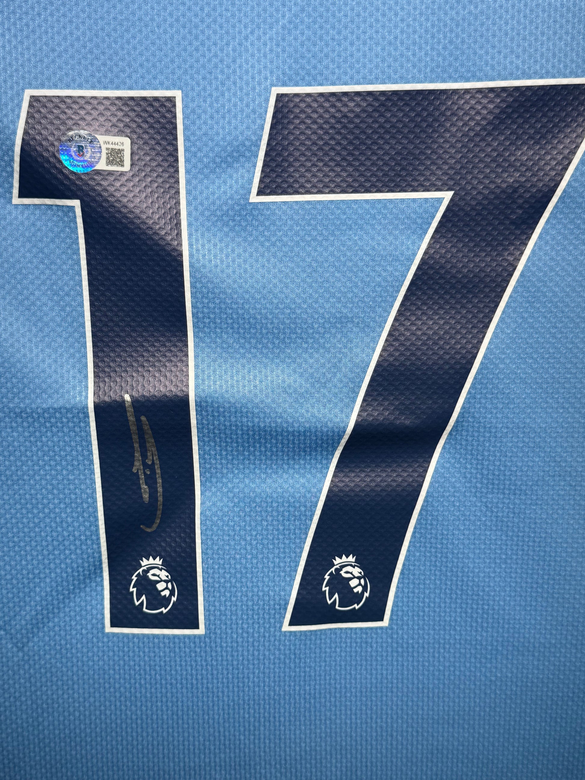 Maillot Domicile signe par Kevin De Bruyne Manchester City FC 2020-21 Certifie par Beckett authentic-signatures
