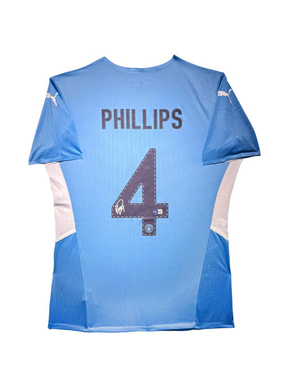 Maillot Domicile signe par Kalvin Phillips Manchester City FC 2022-23 Certifie par Beckett authentic-signatures