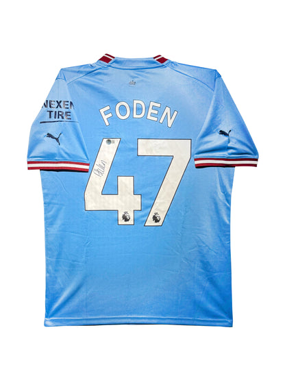 Maillot Domicile signe par Phil Foden Manchester City FC 2023-24 Certifie par Beckett authentic-signatures