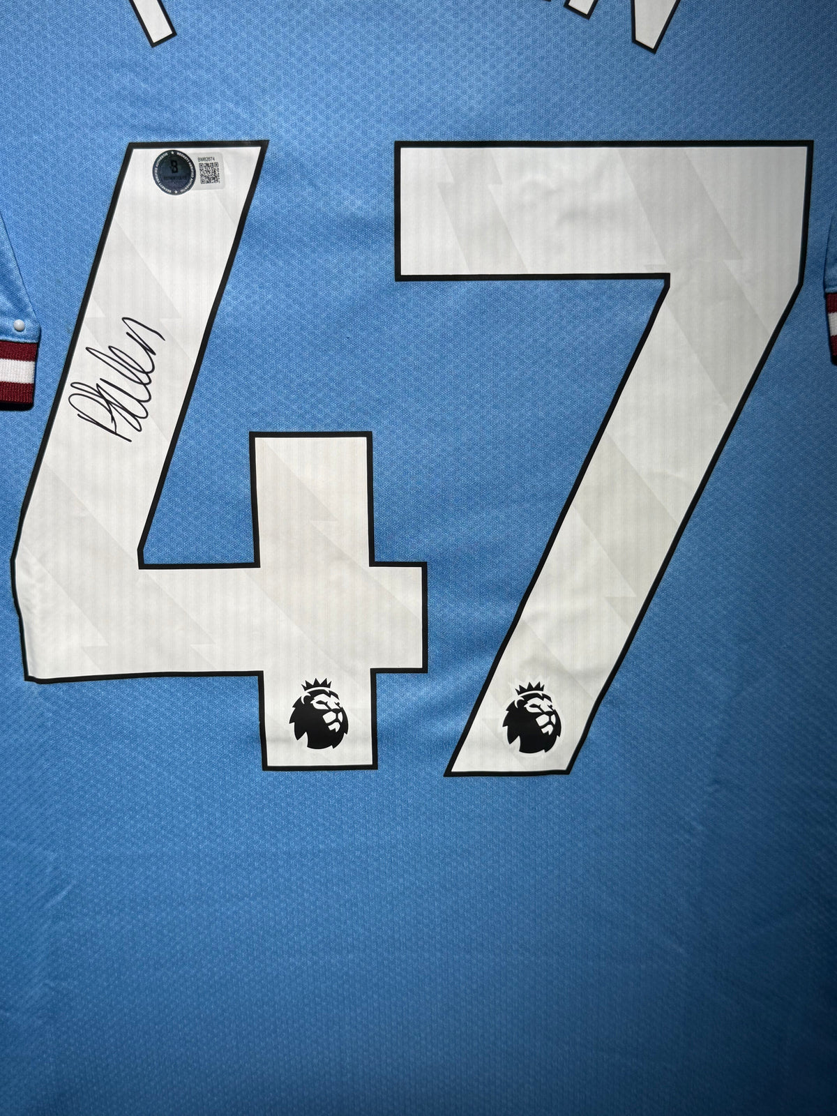 Phil Foden Signed Home 2023-24 Manchester City Jersey, Certified by Beckett authentic-signatures Football Authentic Signat...