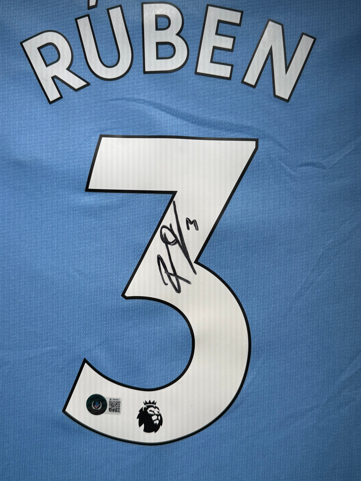 Ruben Dias Signed Home 2021-22 Manchester City Jersey, Certified by Beckett authentic-signatures Football Authentic Signat...