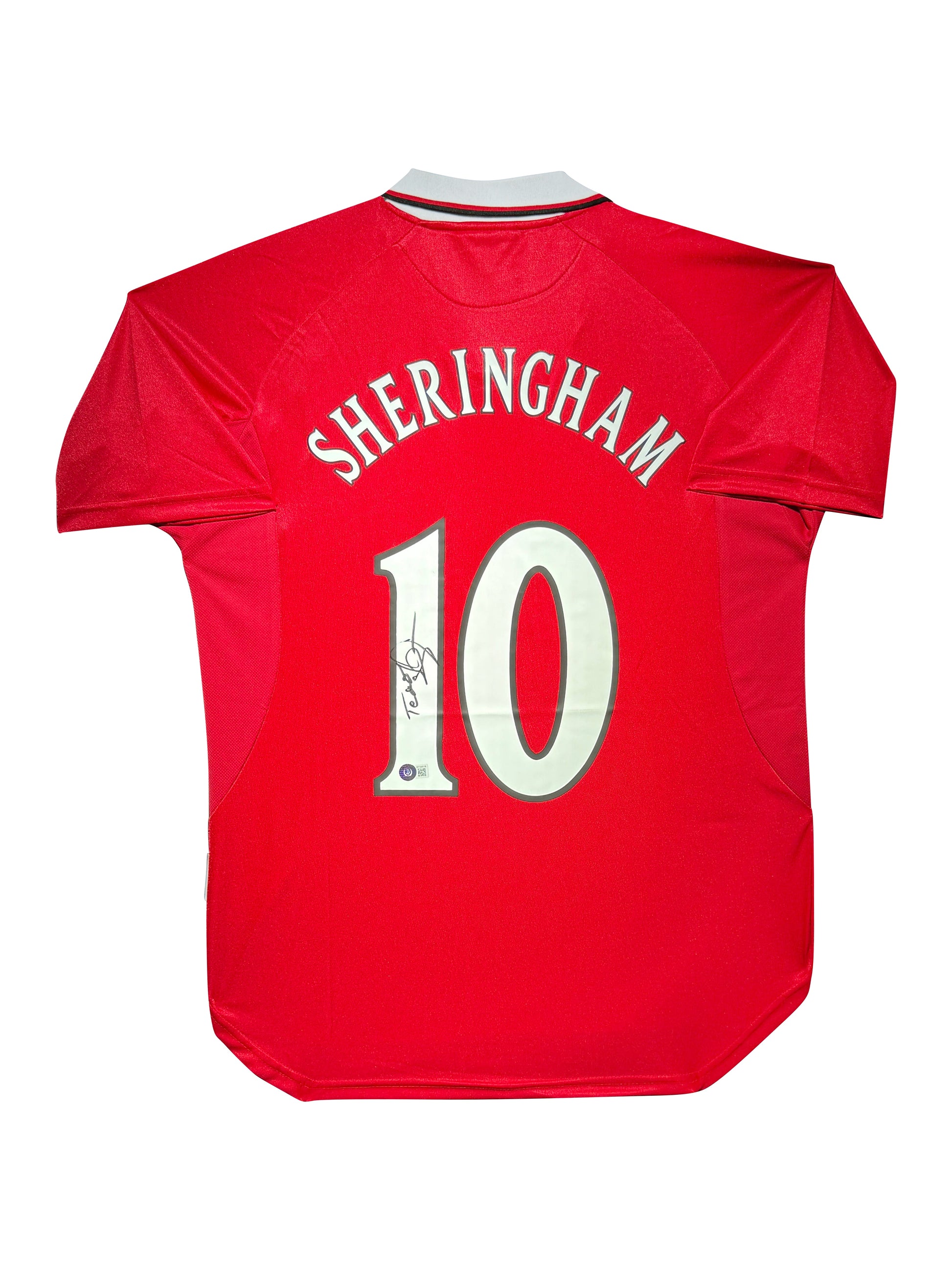 Maillot Finale Champions League 1999 Domicile signe par Teddy Sheringham Manchester United FC  Certifie par Beckett authentic-signatures