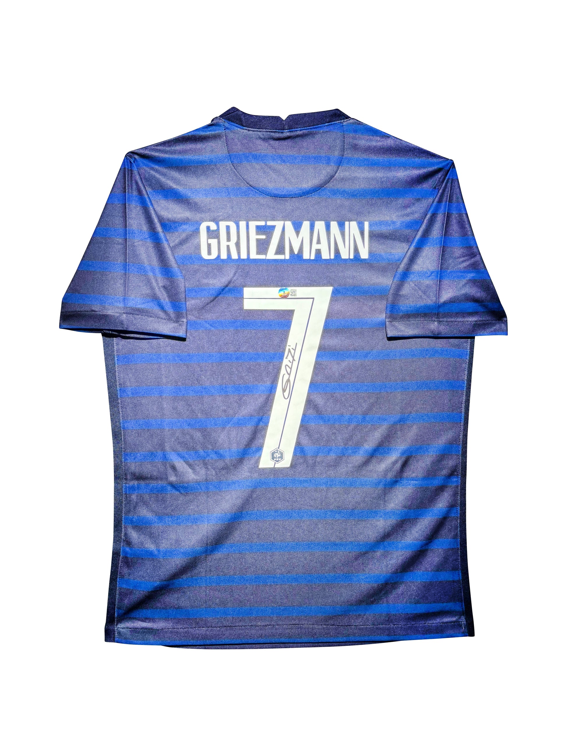 Maillot Domicile Equipe de France Edition Euro 2020 signe par Antoine Griezmann  certifie par Beckett authentic-signatures