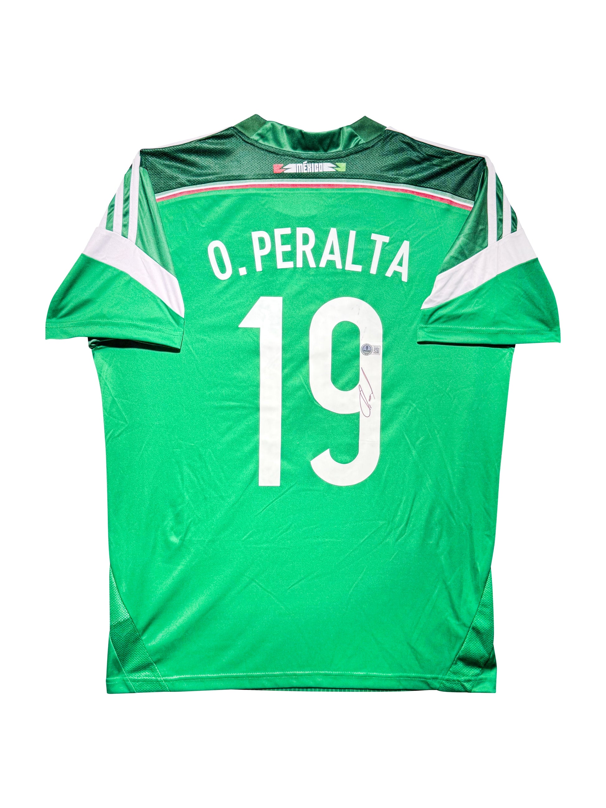 Maillot Domicile Equipe du Mexique Edition Coupe du Monde 2014 signe par Oribe Paralta et Certifie par Beckett authentic-signatures