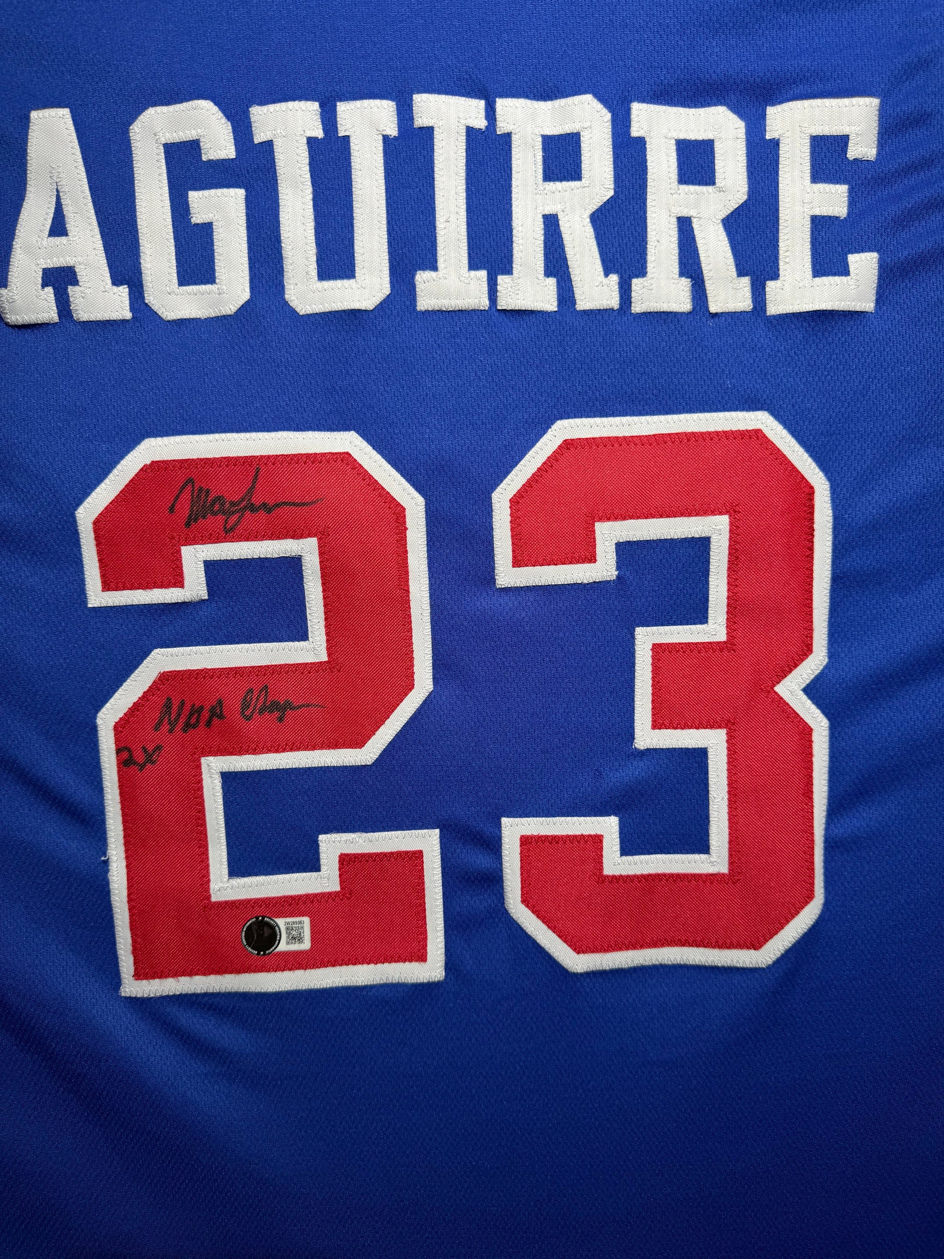 Maillot Domicile Custom signe Maillot "2XChamp" signe par Mark Aguirre certifie par Beckett authentic-signatures