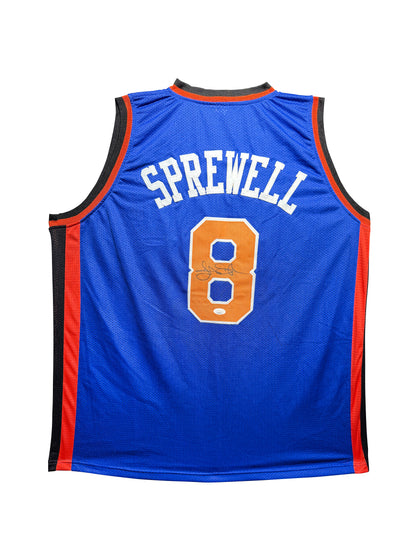 Maillot Custom Domicile New York Knicks signe par Latrell Sprewell certifie par JSA