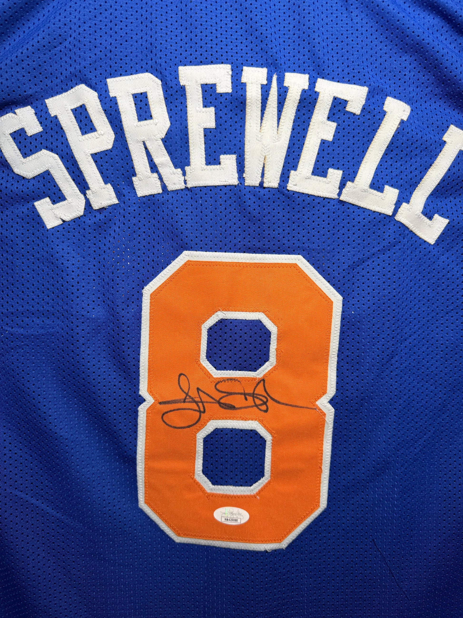 Maillot Custom Domicile New York Knicks signe par Latrell Sprewell certifie par JSA authentic-signatures