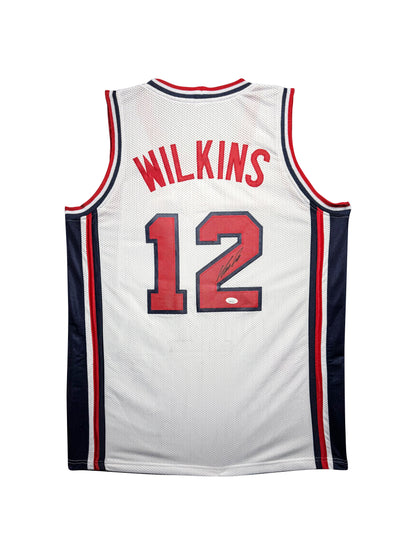 Maillot Custom Domicile Team USA Edition Championnat du Monde FIBA 1994 signe par Dominique Wilkins et certifie par JSA authentic-signatures