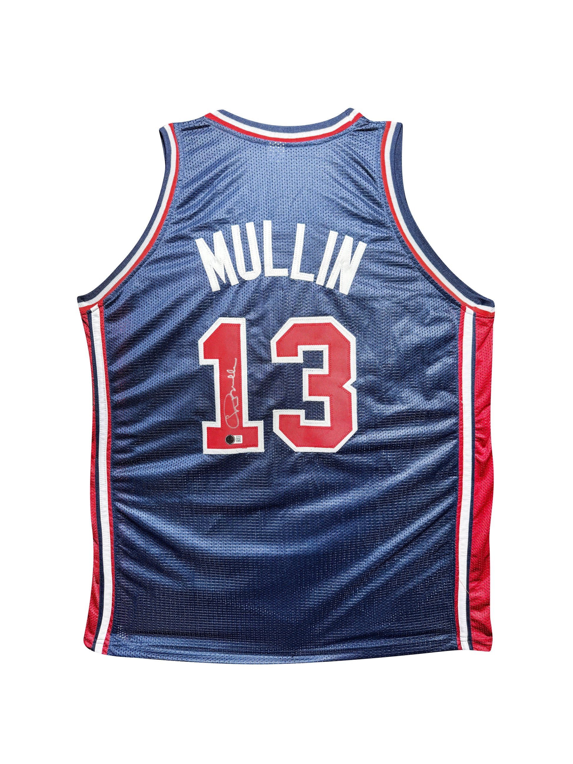 Maillot Custom Exterieur Team USA Edition Dream team Jeux Olympiques Barcelone 1992 signe par Chris Mullin et certifie par Beckett authentic-signatures