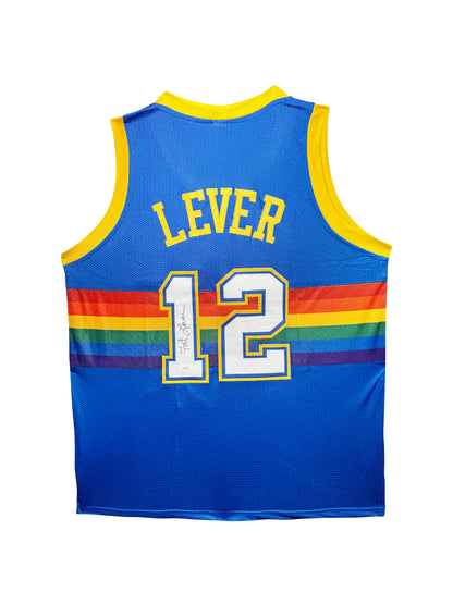 Maillot Custom Domicile Denver Nuggets signe par Fat Lever certifie par JSA