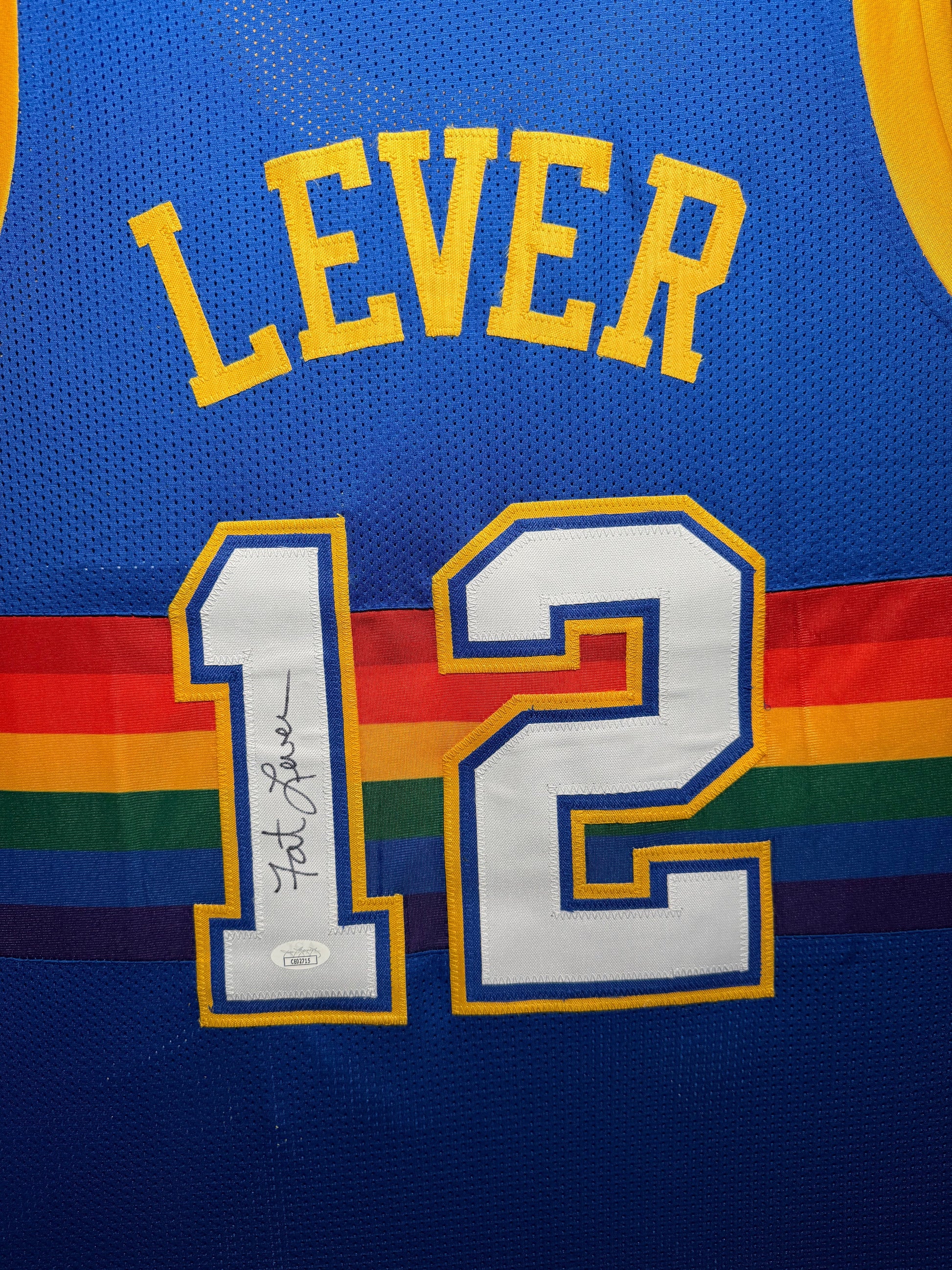 Maillot Custom Domicile Denver Nuggets signe par Fat Lever certifie par JSA authentic-signatures