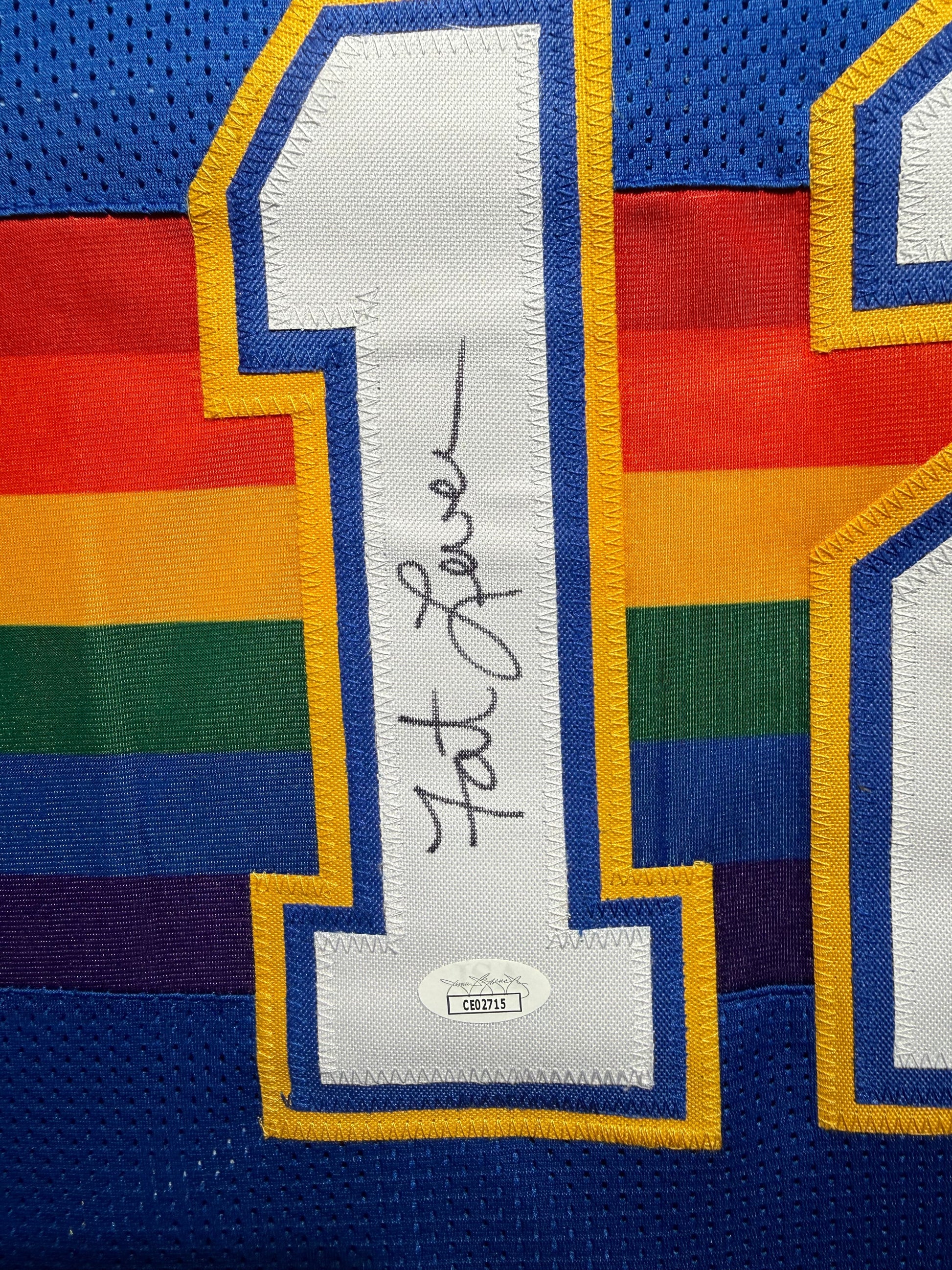Maillot Custom Domicile Denver Nuggets signe par Fat Lever certifie par JSA authentic-signatures