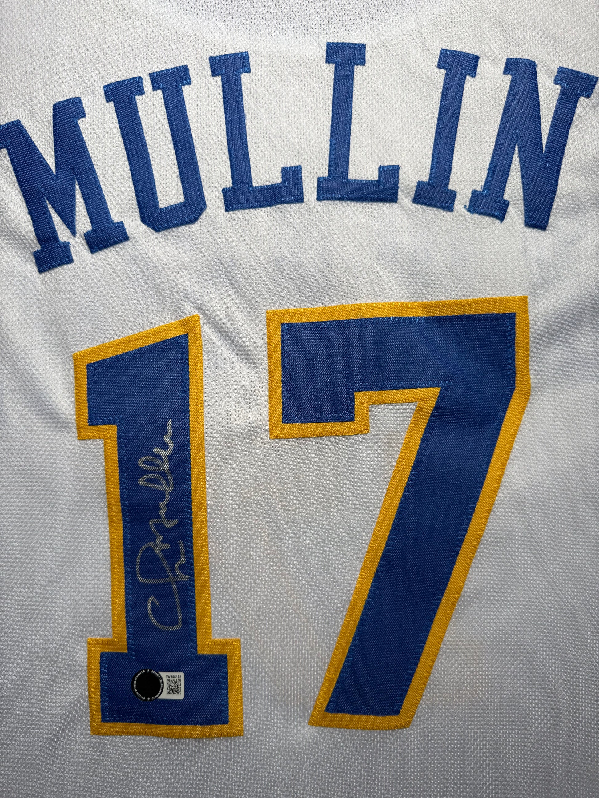 Maillot Custom Exterieur Golden State Warriors signe par Chris mullin certifie par Beckett authentic-signatures