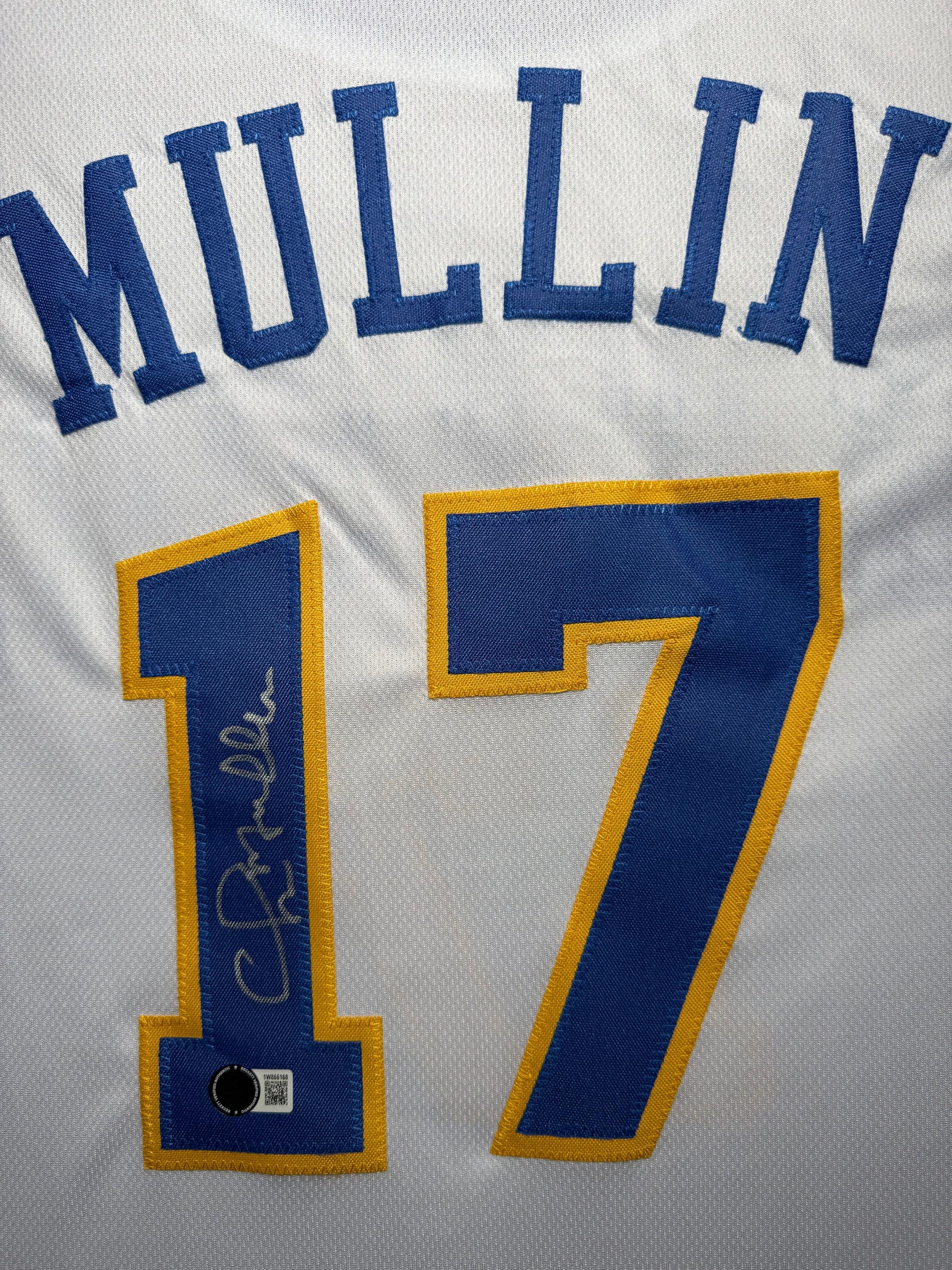 Maillot Custom Exterieur Golden State Warriors signe par Chris mullin certifie par Beckett authentic-signatures