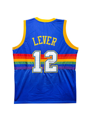 Maillot Custom Domicile Denver Nuggets signe par Fat Lever certifie par JSA