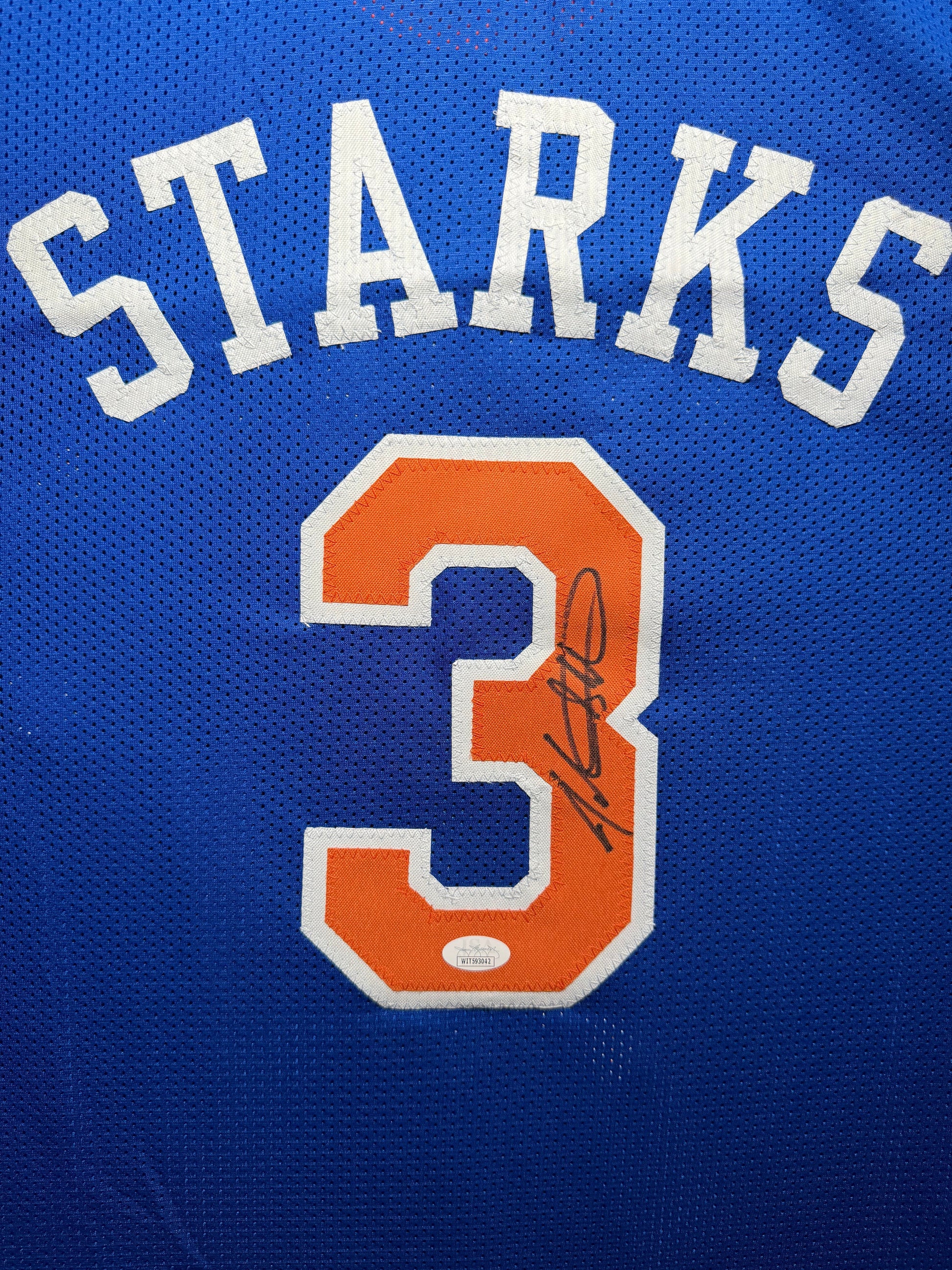 Maillot Custom Domicile New York Knicks signe par John Starks certifie par JSA authentic-signatures