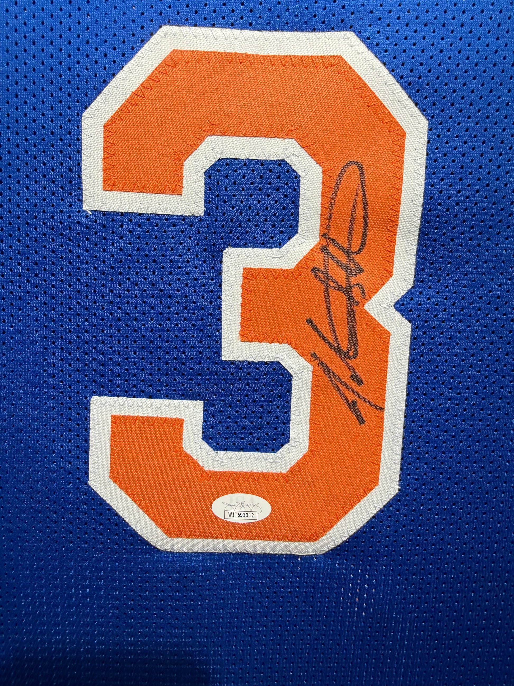 Maillot Custom Domicile New York Knicks signe par John Starks certifie par JSA authentic-signatures