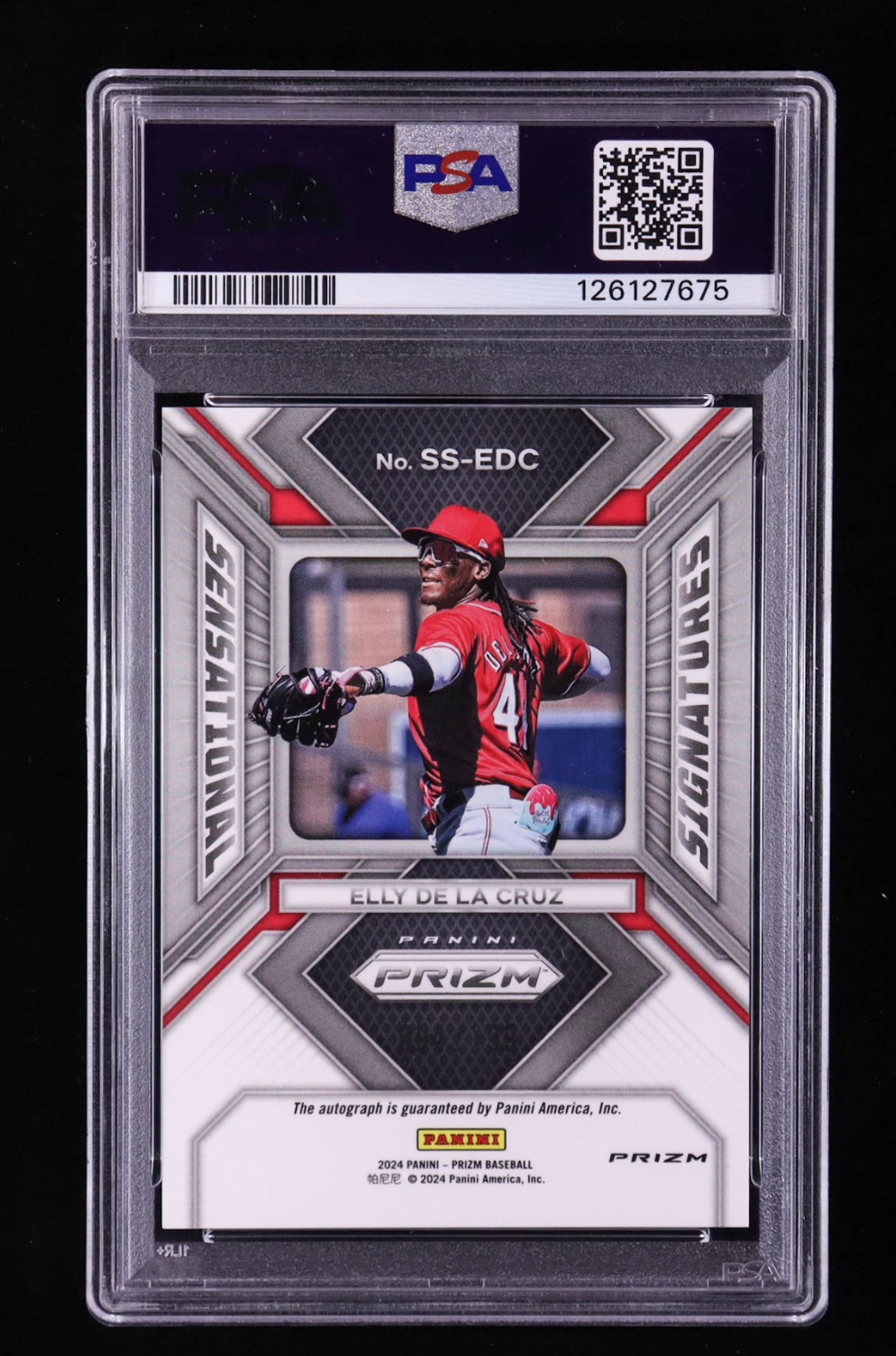 Elly De La Cruz Signed 2024 Panini Prizm Sensational Prizms Pulsar #43 #094/199 RC (PSA 9 | AUTO 10) authentic-signatures