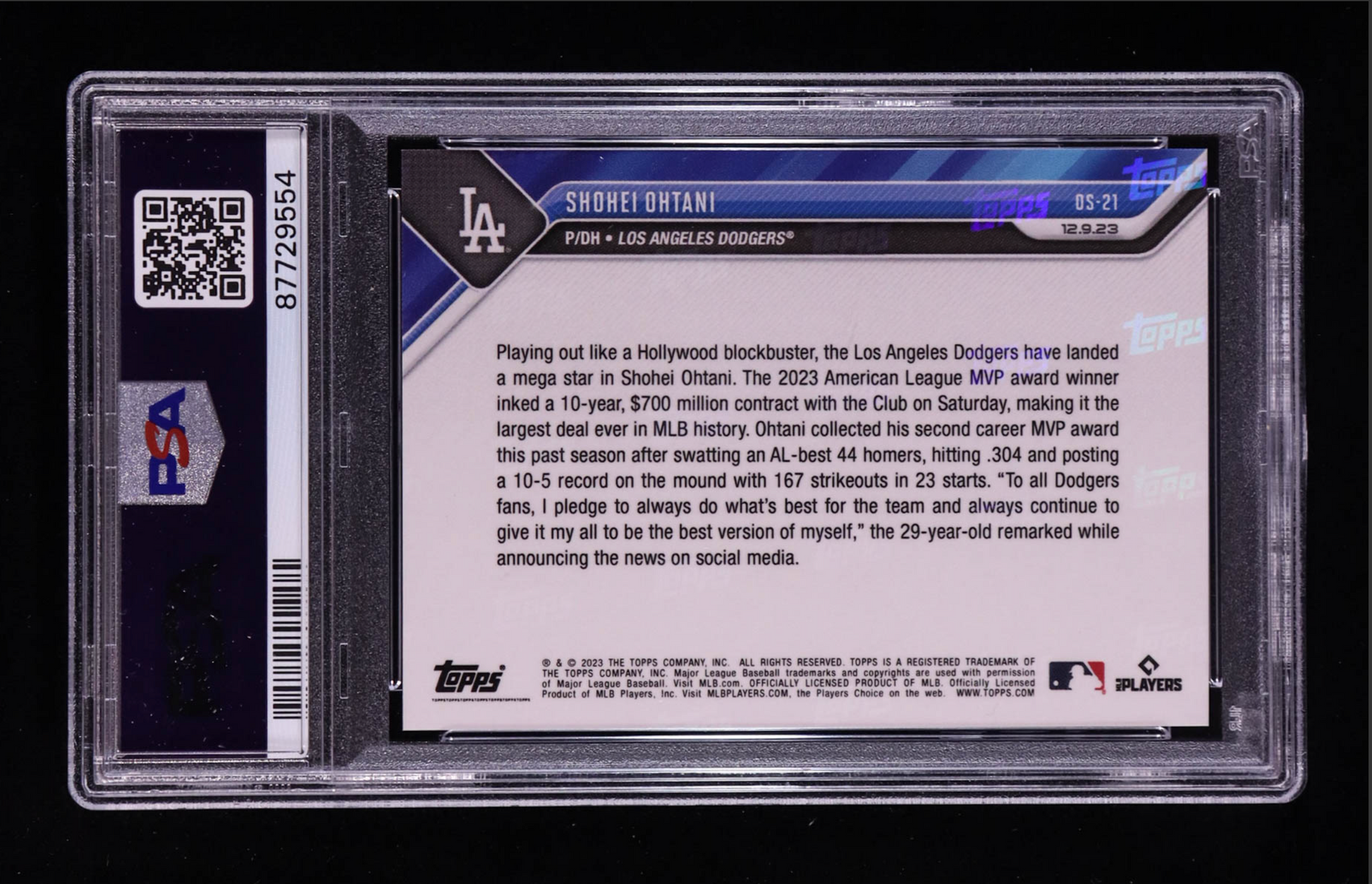 Shohei Ohtani 2023 Topps Now Offseason #OS21 (PSA 10) authentic-signatures