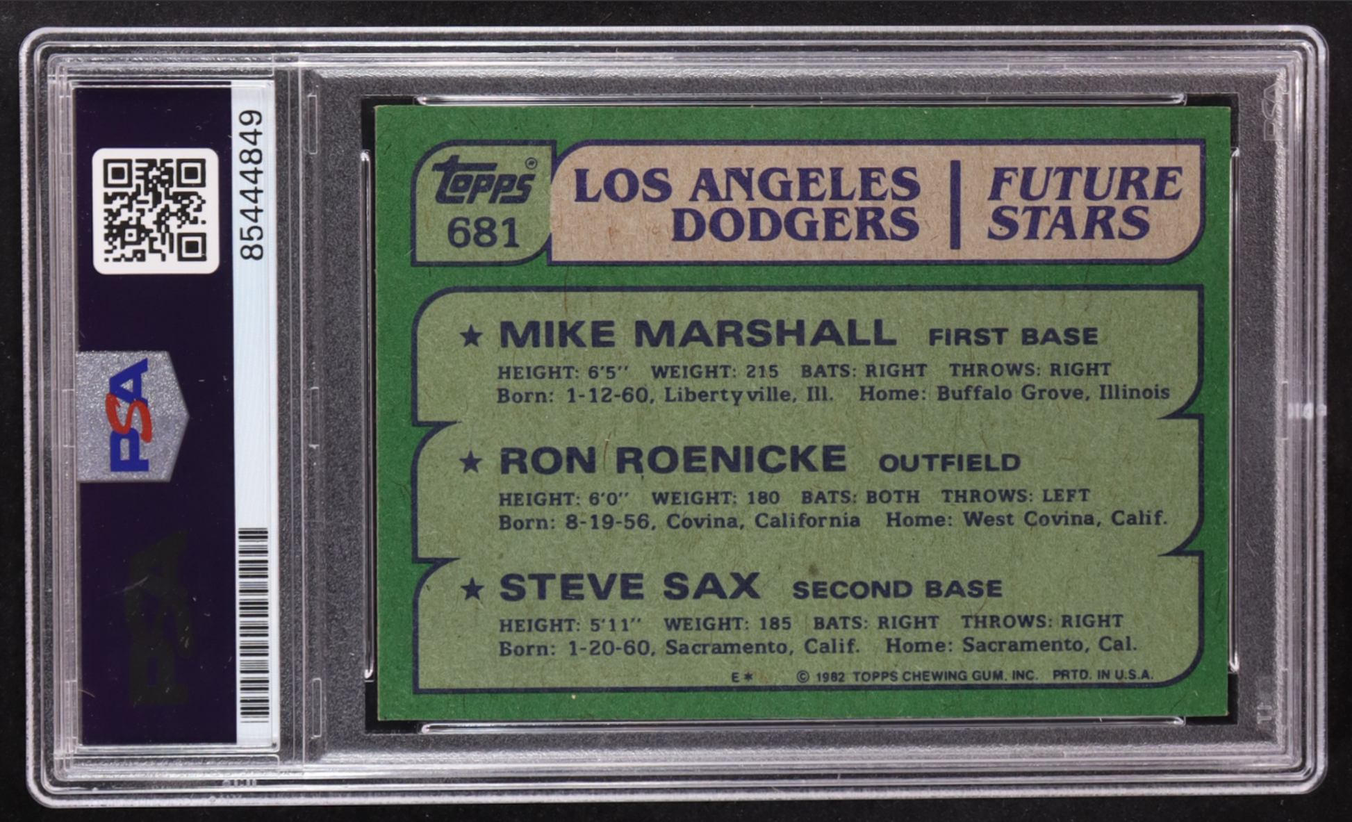 Steve Sax Signed 1982 Topps #681 RC (PSA | Auto Grade PSA Authentic) authentic-signatures