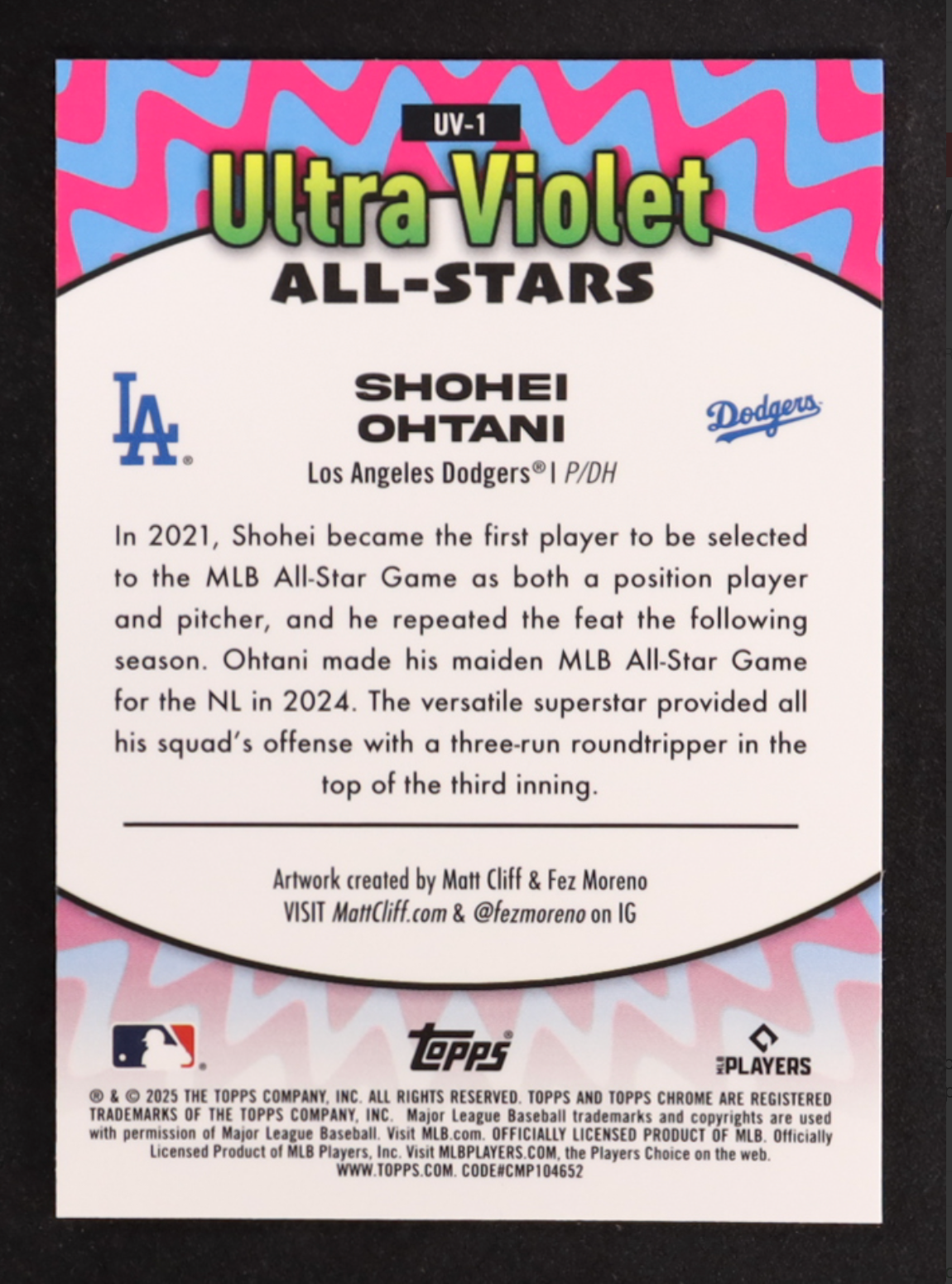Shohei Ohtani 2025 Topps Chrome Ultra Violet All-Stars #UV1 authentic-signatures