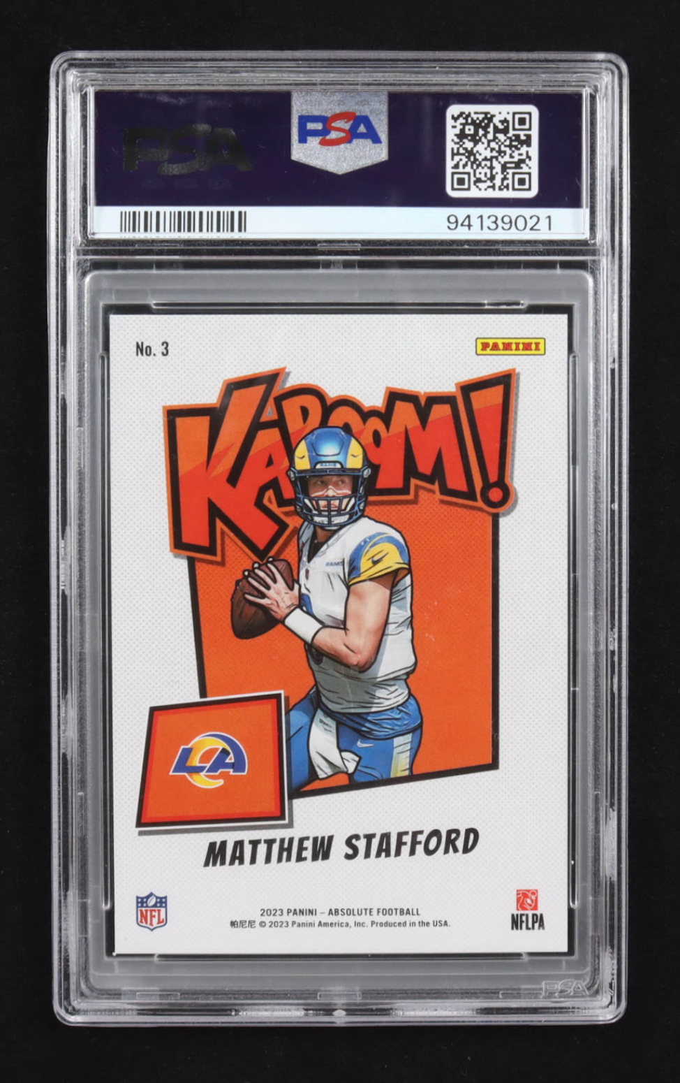 Matthew Stafford 2023 Absolute Kaboom Horizontal #3 (PSA 9) authentic-signatures