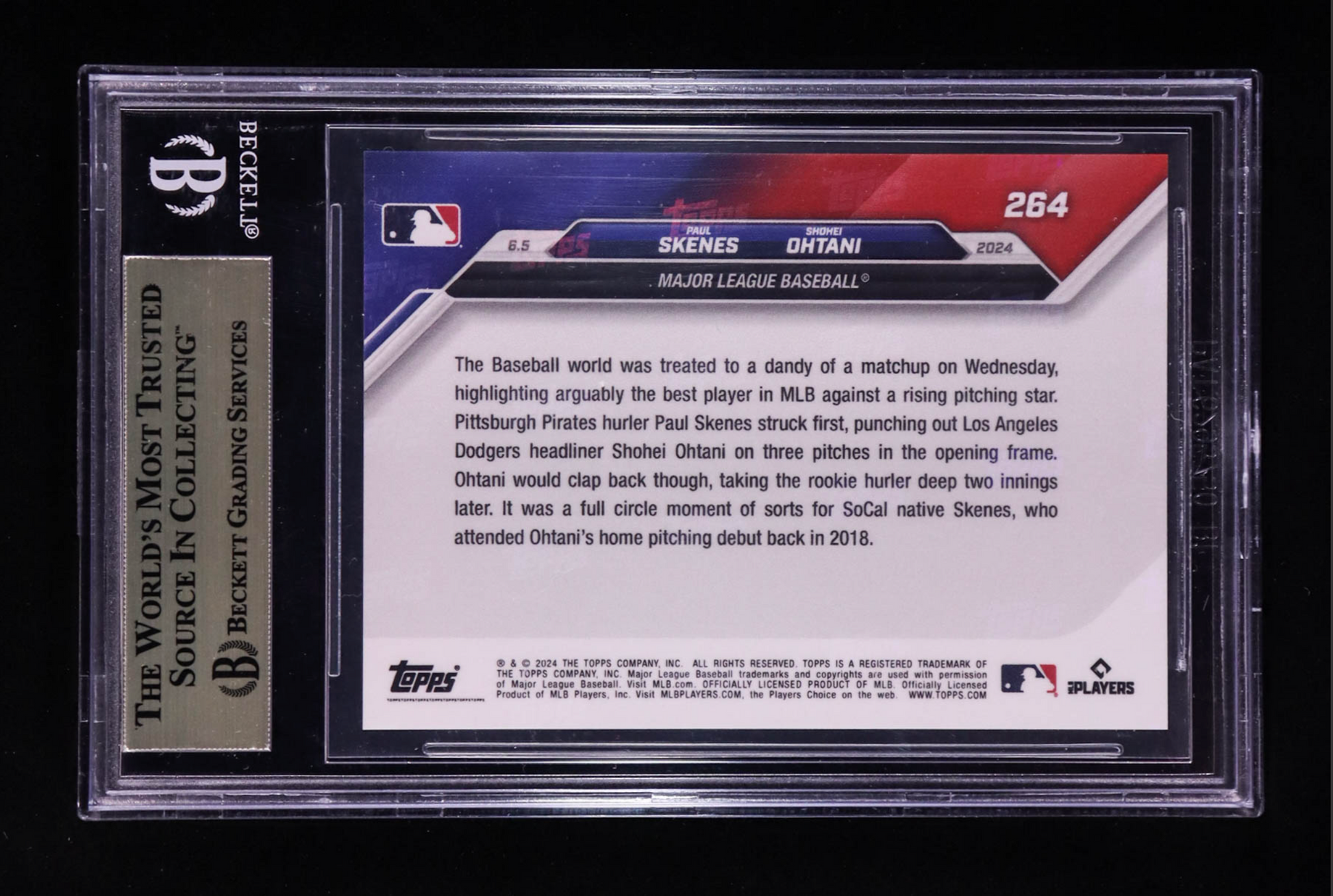 Paul Skenes RC / Shohei Ohtani 2024 Topps Now #264 (BGS 10) authentic-signatures