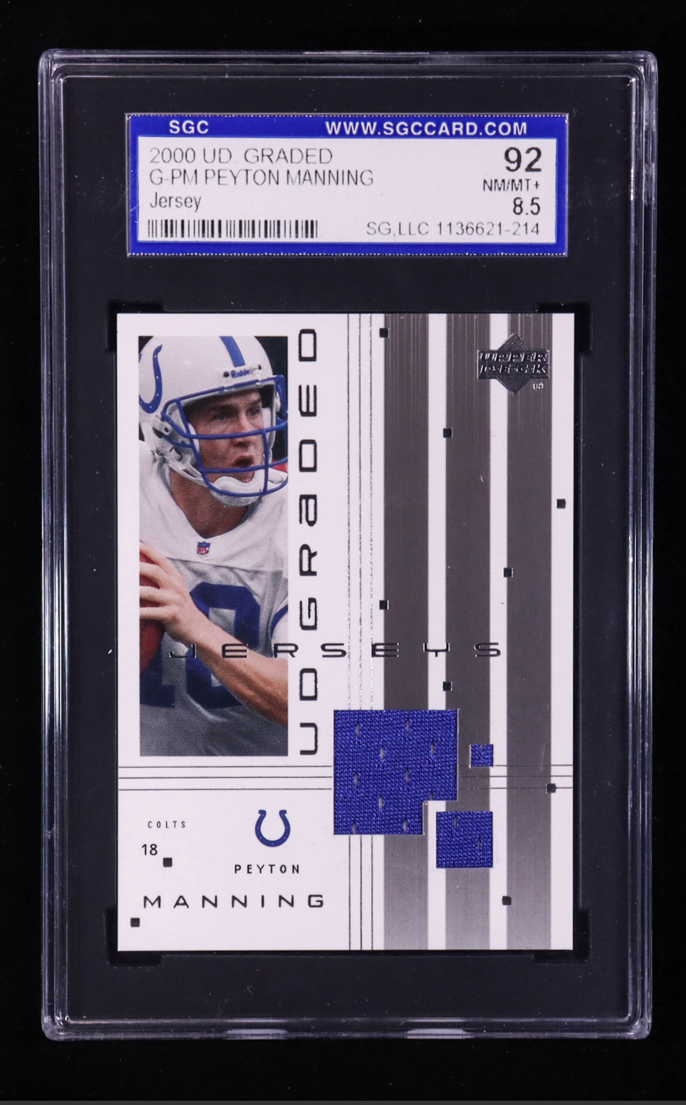 Peyton Manning 2000 UD Graded Jerseys #GPM (SGC 8.5) authentic-signatures