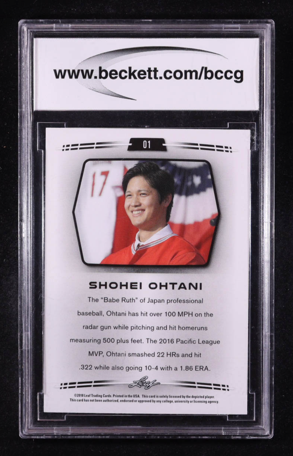 Shohei Ohtani 2018 Leaf Ohtani Retail #01 RC (BCCG 10) authentic-signatures