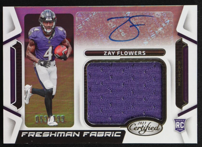 Zay Flowers 2023 Certified Freshman Fabric Mirror Signatures #4 RC #053/199