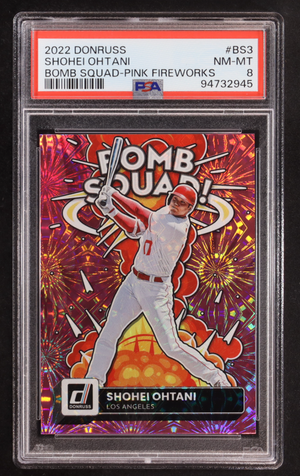 Shohei Ohtani 2022 Donruss Bomb Squad Pink Fireworks #3 (PSA 8)