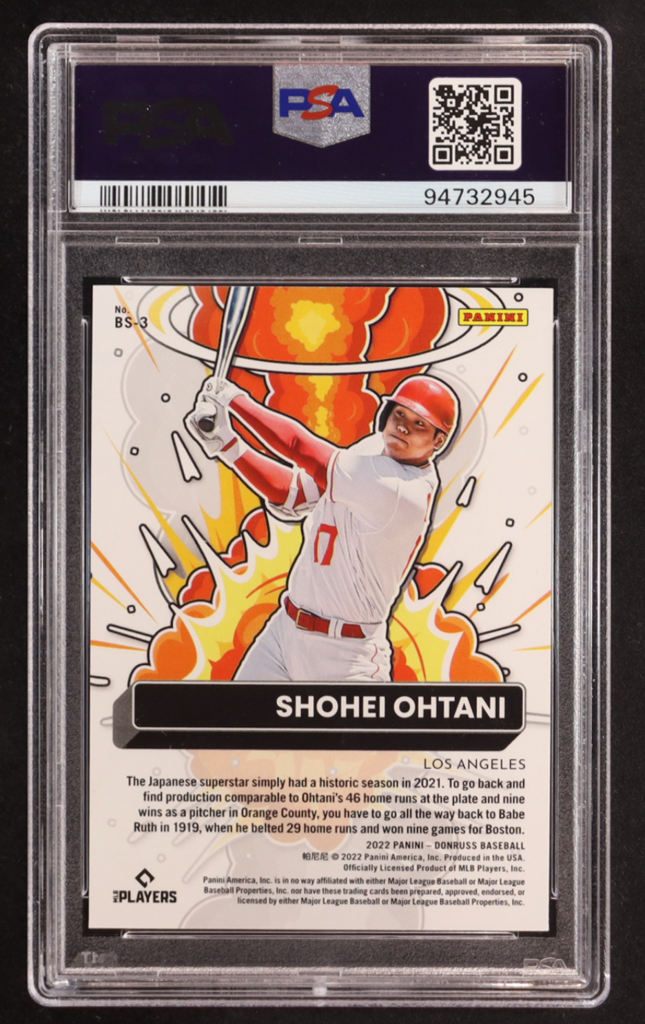 Shohei Ohtani 2022 Donruss Bomb Squad Pink Fireworks #3 (PSA 8) authentic-signatures