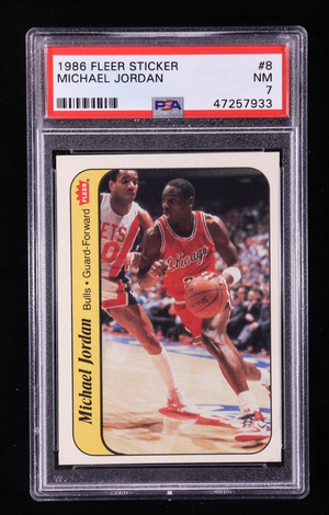 Michael Jordan 1986-87 Fleer Stickers #8 RC (PSA 7)