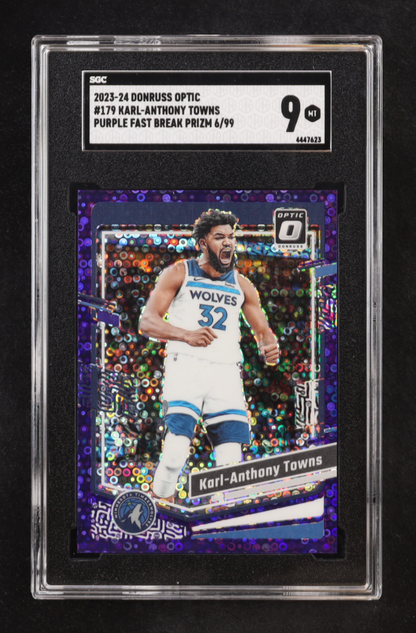 Karl-Anthony Towns 2023-24 Donruss Optic Fast Break Purple #179 #06/99 (SGC 9)