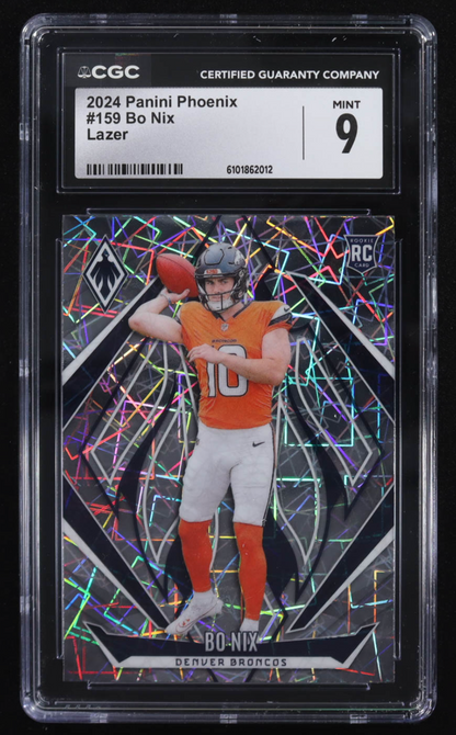 Bo Nix 2024 Panini Phoenix Lazer #159 RC (CGC 9) authentic-signatures