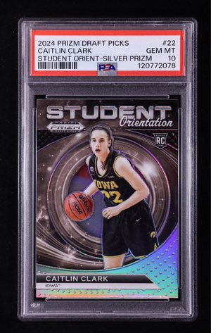 Caitlin Clark 2024-25 Panini Prizm Draft Picks Student Orientation Prizms Silver #22 RC (PSA 10)