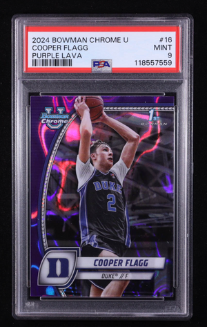 Cooper Flagg 2024-25 Bowman Chrome University Purple Lava Refractors #16 RC (PSA 9)