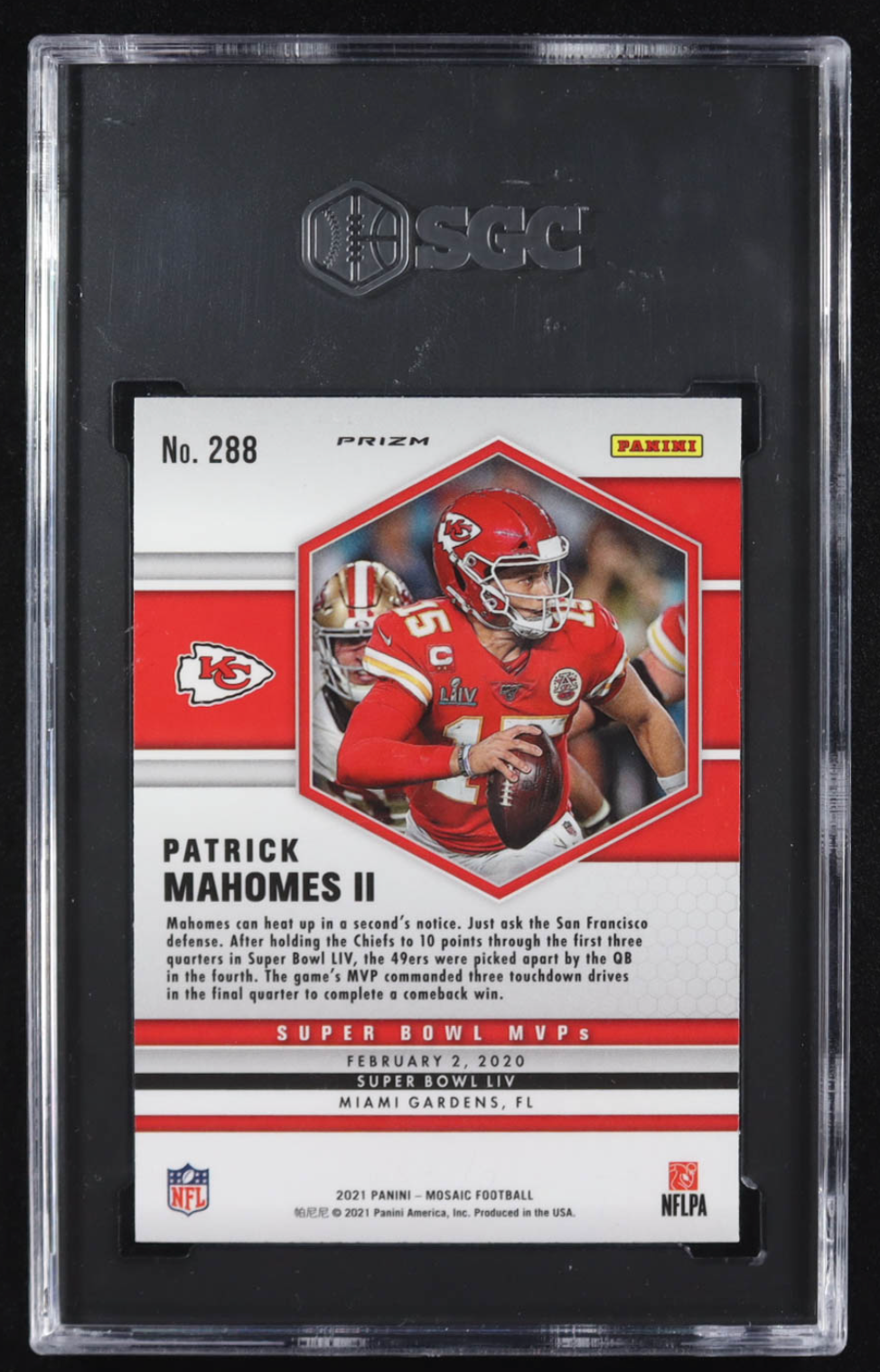 Patrick Mahomes II 2021 Panini Mosaic Mosaic Silver Prizm #288 MVP (SGC 10) authentic-signatures