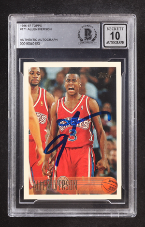 Allen Iverson Signed 1996-97 Topps #171 RC (BGS | Auto 10)