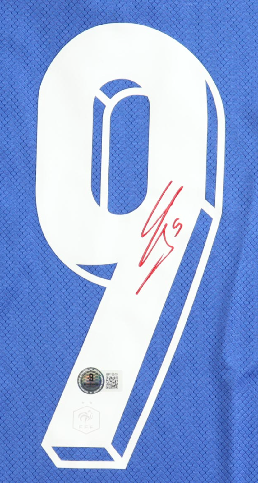 Maillot Domicile Equipe de France Edition Euro 2020 signe par Olivier Giroud  et certifie par Beckett authentic-signatures