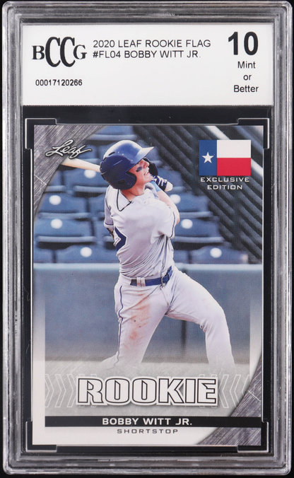 Bobby Witt Jr. 2020 Leaf Rookie Flag #FL04 RC (BCCG 10) authentic-signatures