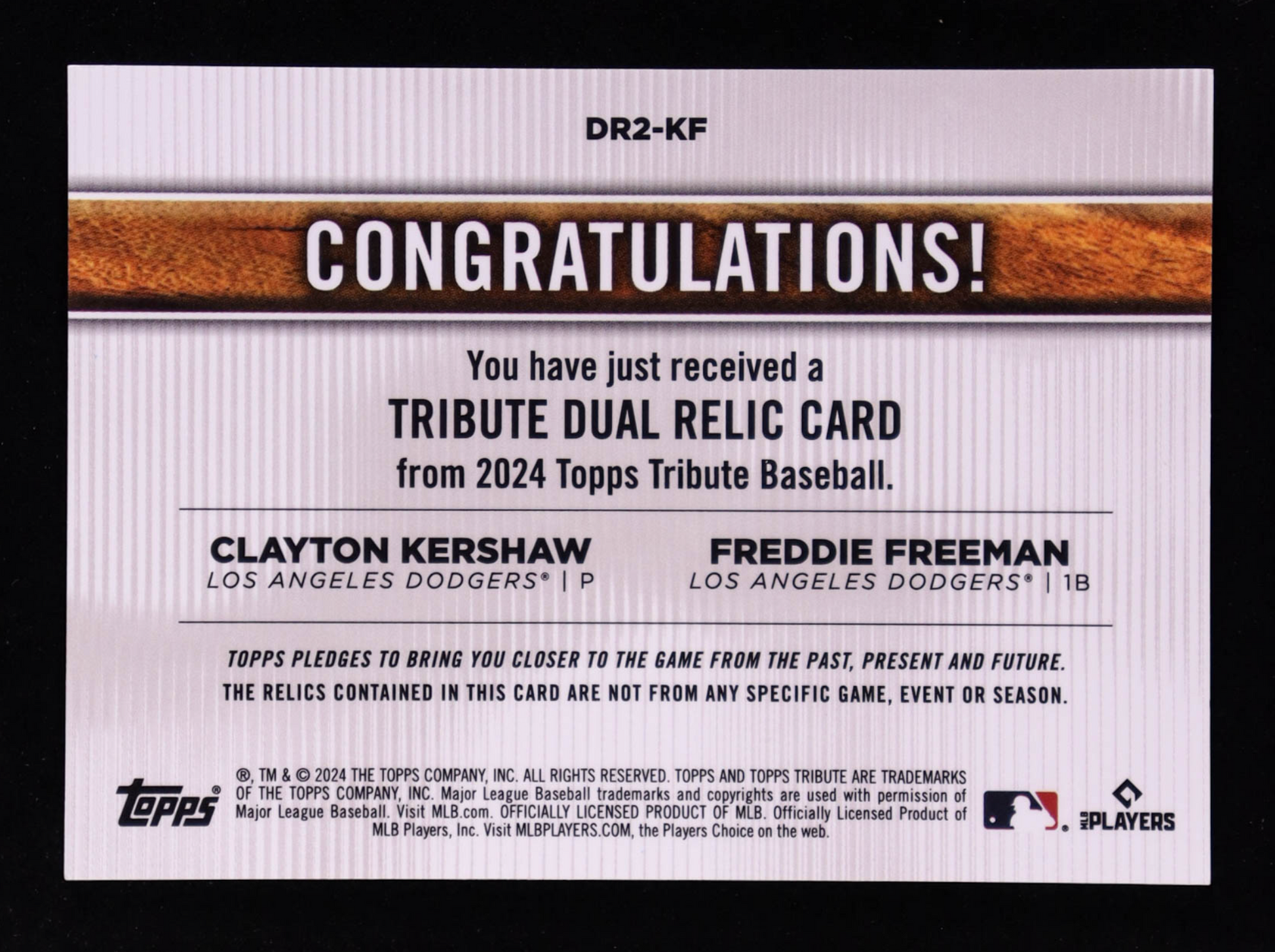 Freddie Freeman / Clayton Kershaw 2024 Topps Tribute Dual Player Relics Green #DR2KF #66/99 authentic-signatures