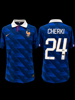 Rayan Cherki signed France 2026 home jersey #24 Beckett certified